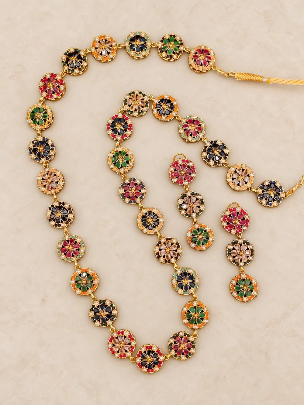 Amna Multicolor Floral Necklace Set - Necklace Set - Jewel Galore