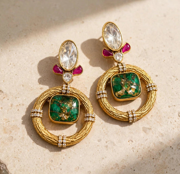 Kundan Circle Drop Earrings - Earrings - Jewel Galore