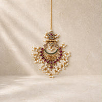 Aiman Mirror Rani Haar with tikka Set