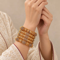 Zarqa – Gold Jaali Bangles Set (6 Piece)