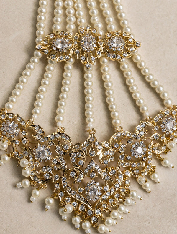 Kundan Jhoomar with Pearl Strands | Bridal Passa Hair Jewellery – Jewel Galore