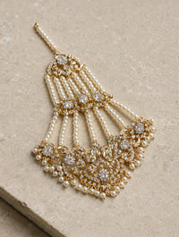 Kundan Jhoomar with Pearl Strands | Bridal Passa Hair Jewellery – Jewel Galore
