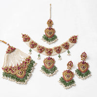 Bridal Jewellery Set with Necklace, Jhoomer, Maang Tikka & Earrings