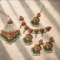 Bridal Jewellery Set with Necklace, Jhoomer, Maang Tikka & Earrings