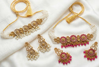 gold and white handmade jewellery set 