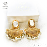 Rumaisa Antique Gold Seep Stone Earrings Pakistan