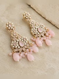 Pearl Kundan Pink Pakistani Bridal Earrings - Jewel Galore
