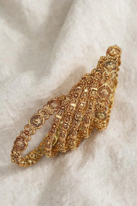 Antique Gold Kundan Bangles Set of 6 | Rajwadi Choker Bangles - Jewel Galore
I