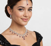 Ruby Red American Diamond Necklace Set | Jewel Galore