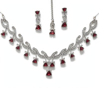 Ruby Red American Diamond Necklace Set | Jewel Galore