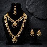 Double Layer Antique Gold Necklace Set | Jewel Galore
