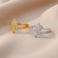 Double Star Zircon Adjustable Ring | Jewel Galore