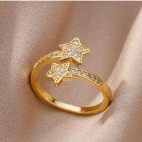 Double Star Zircon Adjustable Ring | Jewel Galore