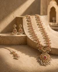 Kundan Meena Long Rani Haar Bridal Set