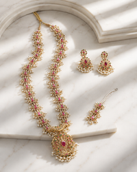 Kundan Meena Long Rani Haar Bridal Set