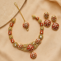 Kundan Bridal Necklace Set with Earrings &amp; Maang Tikka