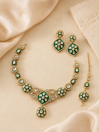 Kundan Bridal Necklace Set with Earrings &amp; Maang Tikka