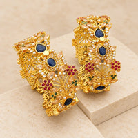 Gulnaar Bridal Kara Pair – Emerald Green & Ruby Rajwadi Kangan