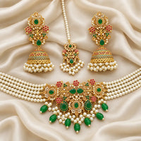 Mehrunnisa Pearl Choker Set with Jhumka & Tikka