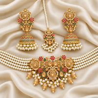 Mehrunnisa Pearl Choker Set with Jhumka & Tikka