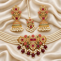 Mehrunnisa Pearl Choker Set with Jhumka & Tikka
