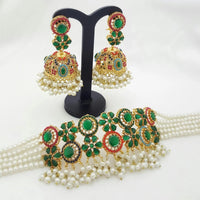 Satrangi Pearl Choker Set with Jhumka Earrings