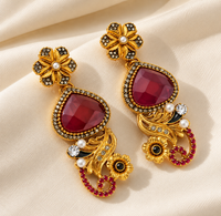 Shahzadi Antique Gold Floral Earrings