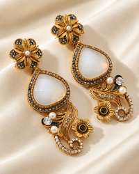 Shahzadi Antique Gold Floral Earrings