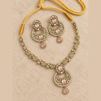 Antique Kundan Chandbali Necklace Set with Earrings