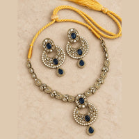 Antique Kundan Chandbali Necklace Set with Earrings