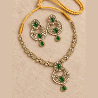 Antique Kundan Chandbali Necklace Set with Earrings