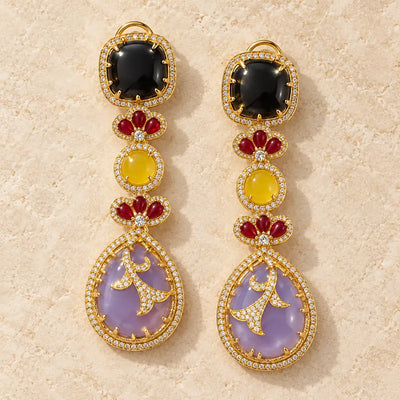 Sabyasachi Inspired Mehrunnisa Multi-Stone Long Earrings