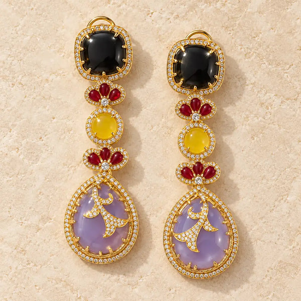 Sabyasachi Inspired Mehrunnisa Multi-Stone Long Earrings