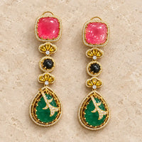 Sabyasachi Inspired Mehrunnisa Multi-Stone Long Earrings