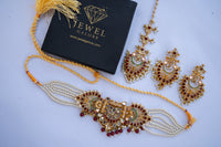 Rasam Heavy Kundan Choker Bridal Set with Ruby Stones – Gold Plated