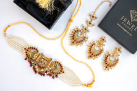Rasam Heavy Kundan Choker Bridal Set with Ruby Stones – Gold Plated