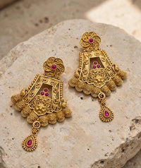 Antique Gold Jhumka Earrings - Earrings - Jewel Galore
