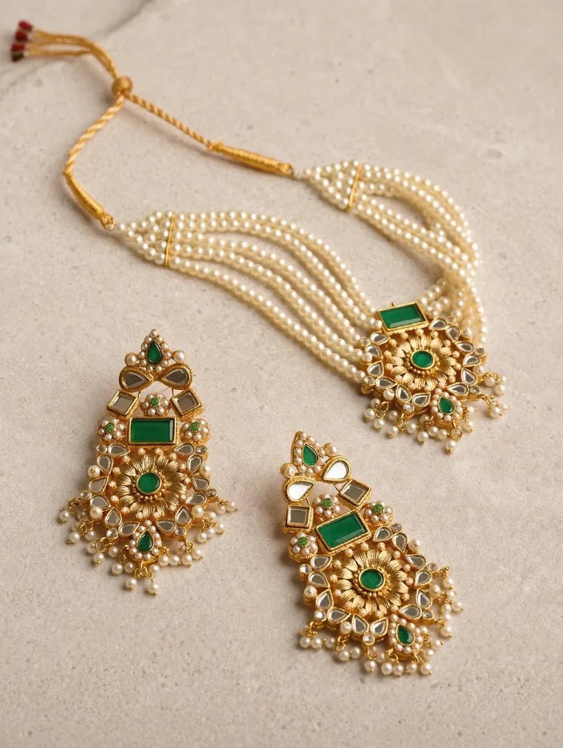 Banjo Elegance Kundan Choker & Earrings Set - Jewel Galore