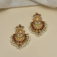 Complete Antique Gold Chandbali Earrings & Maang Tikka Set – Pearl Cluster Edition