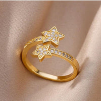 Double Star Zircon Adjustable Ring | Jewel Galore - Jewel Galore