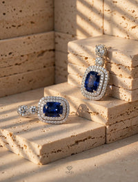 Geometric Sapphire Earrings - EARRING - Jewel Galore