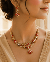 Kundan Bridal Necklace Set with Earrings &amp; Maang Tikka - Bridal Set - Jewel Galore