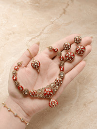 Kundan Bridal Necklace Set with Earrings &amp; Maang Tikka - Bridal Set - Jewel Galore