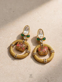 Kundan Circle Drop Earrings - Earrings - Jewel Galore