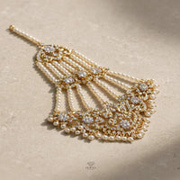 Kundan Jhoomar with Pearl Strands | Bridal Passa Hair Jewellery – Jewel Galore - Jewel Galore