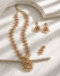 Kundan Meena Long Rani Haar Bridal Set - Jewel Galore