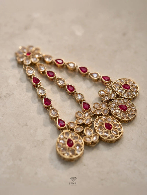 Kundanjhoomar with Ruby stone|Bridal passa hair jewellery-Jewel galore - Jewel Galore