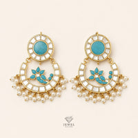 Malika Sparkle Feroza & Pearl Earrings | Artificial Jewellery Pakistan | Jewel Galore - EARRING - Jewel Galore