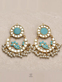 Malika Sparkle Feroza & Pearl Earrings | Artificial Jewellery Pakistan | Jewel Galore - EARRING - Jewel Galore