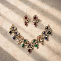 Multi-Stone Kundan Necklace Set with Earrings | Jewel Galore - Jewel Galore